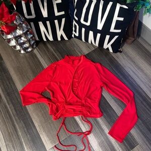 Windsor Red Long Sleeve Wrap Top